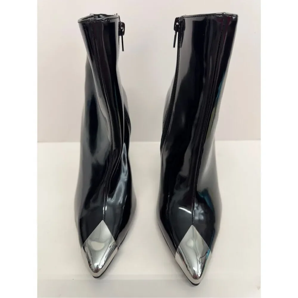 INC International Concepts Boots Size 5 Black Patent Pointed Toe‎ Stiletto Heels